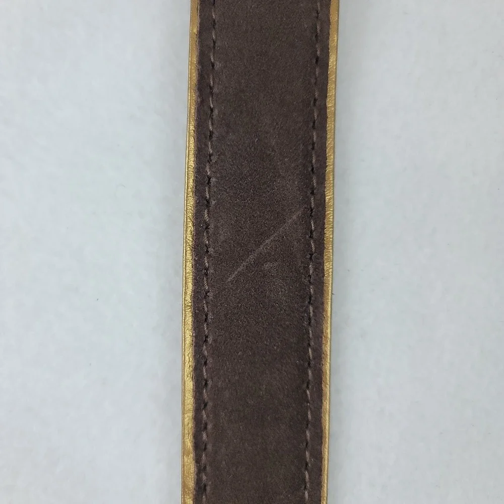 Michael Kors Womens Medium Brown Suede Gold Metallic Leather Belt Vintage 2002
